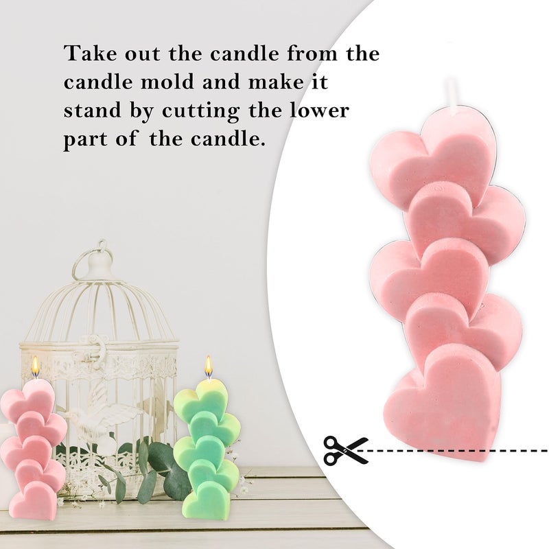 MoldBerry 2 Cavity Simple Heart Shape Candle Mould, Joint Heart Flower Candle Mould for Candle Making Multi-Purpose Silicone Mould for Chocolate Resin soap (4.5 x 3.7 x 0.5 Inch) - Image 5