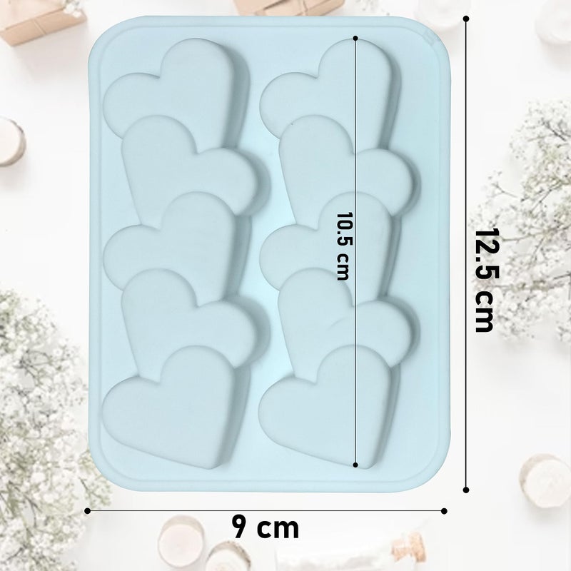 MoldBerry 2 Cavity Simple Heart Shape Candle Mould, Joint Heart Flower Candle Mould for Candle Making Multi-Purpose Silicone Mould for Chocolate Resin soap (4.5 x 3.7 x 0.5 Inch) - Image 2