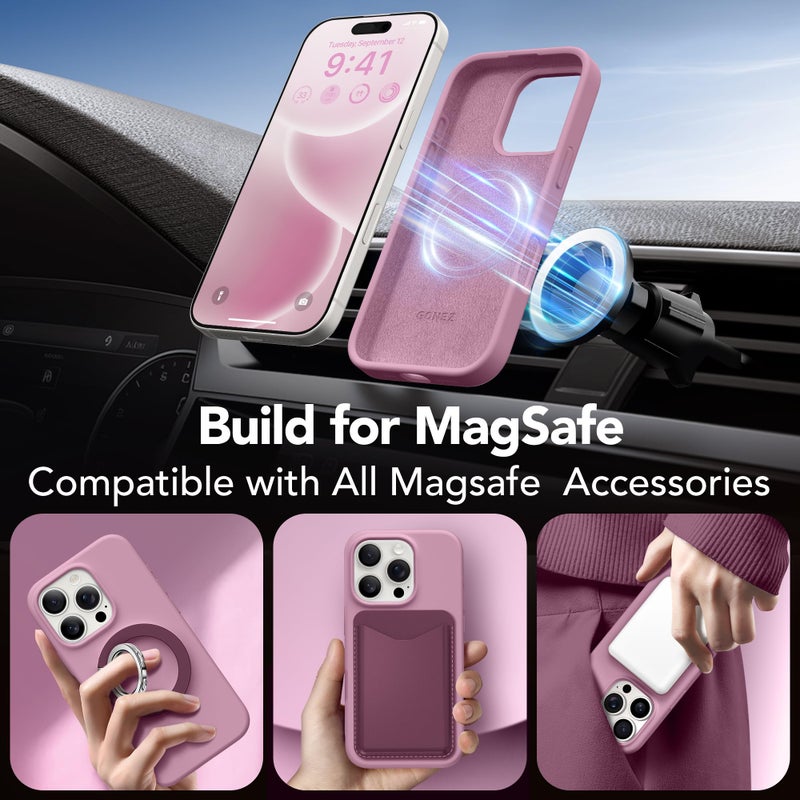 GONEZ Magnetic for iPhone 16 Pro Max Case, Compatible with MagSafe, Liquid Silicone Case, with Screen Protector + Camera Protector, Full Body Protective Shockproof Phone Cover 6.9", Blackcurrant - Image 4