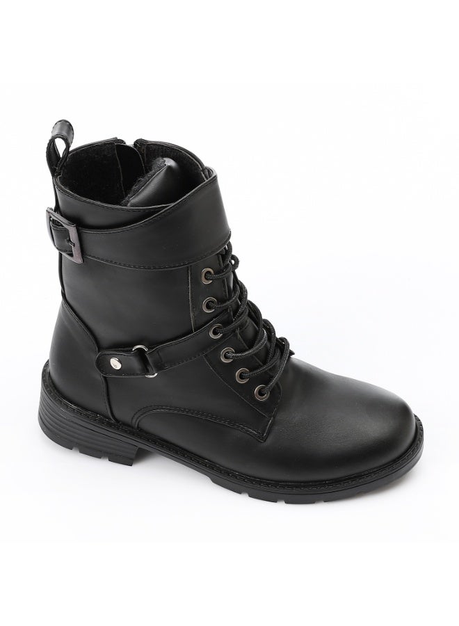 آيس كلوب أسود الدانتيل حتى جولة اصبع القدم شكل أحذية الكاحل - Image 1