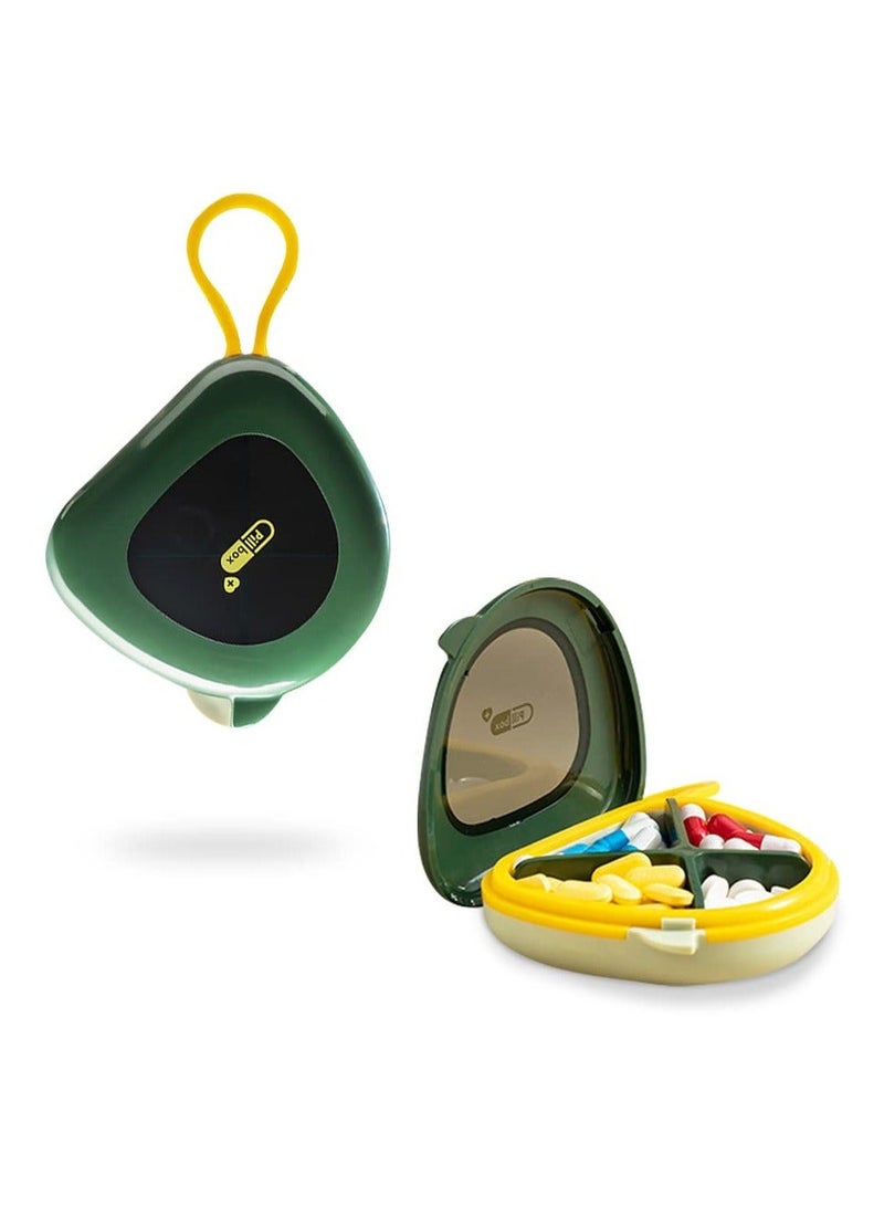 شو وو Pill Box with Detachable 4 Compartments, 2 Pcs Portable Case Hand Strap, Travel Container Medicine Organizer for Fish Oils, Vitamins, Supplements and (Green) - Image 1