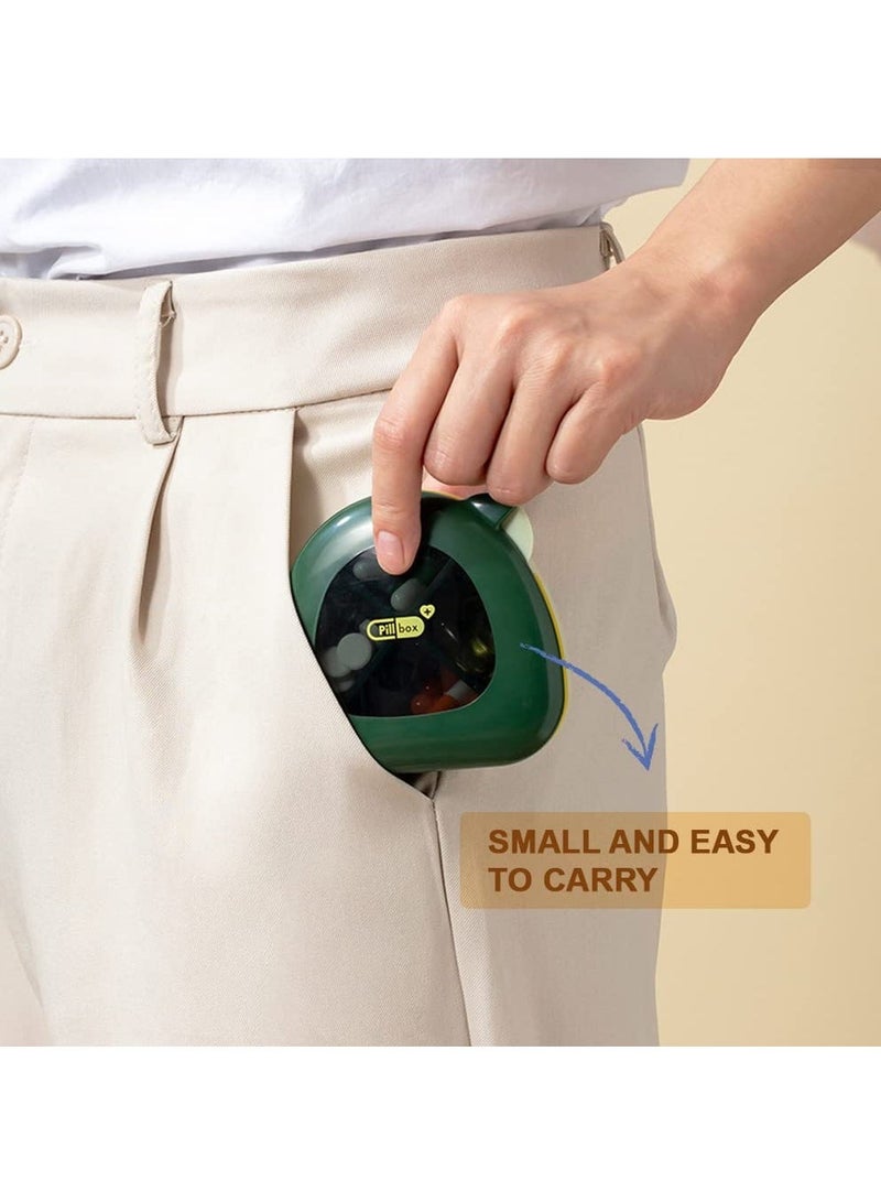 شو وو Pill Box with Detachable 4 Compartments, 2 Pcs Portable Case Hand Strap, Travel Container Medicine Organizer for Fish Oils, Vitamins, Supplements and (Green) - Image 5