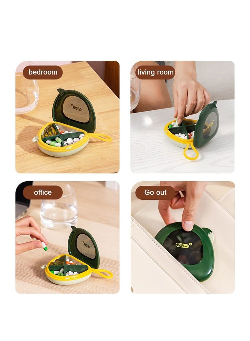 شو وو Pill Box with Detachable 4 Compartments, 2 Pcs Portable Case Hand Strap, Travel Container Medicine Organizer for Fish Oils, Vitamins, Supplements and (Green) - Image 3