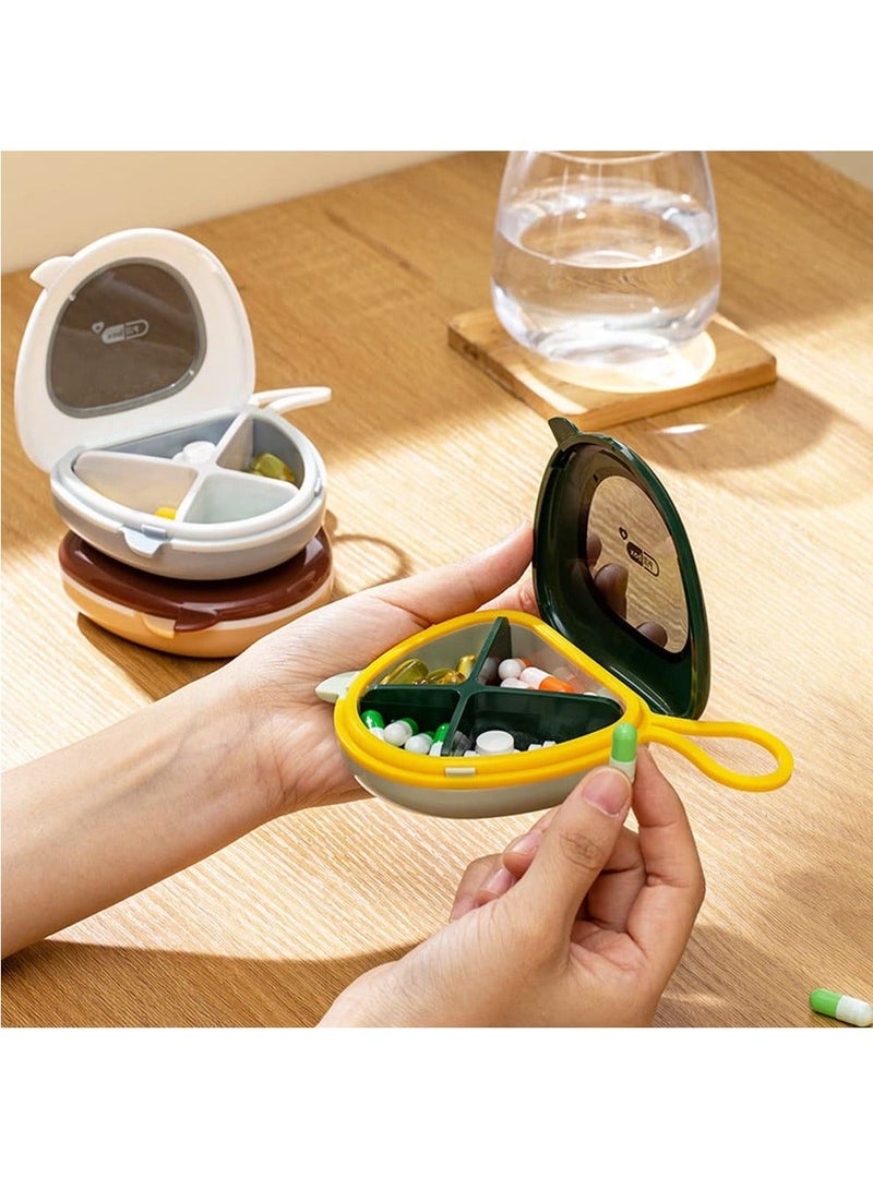 شو وو Pill Box with Detachable 4 Compartments, 2 Pcs Portable Case Hand Strap, Travel Container Medicine Organizer for Fish Oils, Vitamins, Supplements and (Green) - Image 4