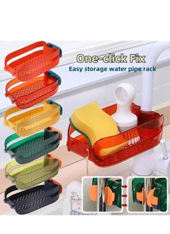 SYOSI 2 in 1 Home Sink Organizer, 2 in 1 Home Sink Sponge Holder, Kitchen Sink Organizer, Detachable Hanging Faucet Drain Rack with Draining Holesr Space Saving Sponge Holder (2 Pcs Green - Red )  - Image 2