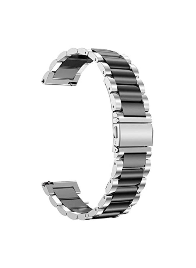 Stainless Steel 3-Beads Adjustable Strap Compatible with SoundPEATS Smart Watch 1 – 20mm Durable Metal Replacement Band