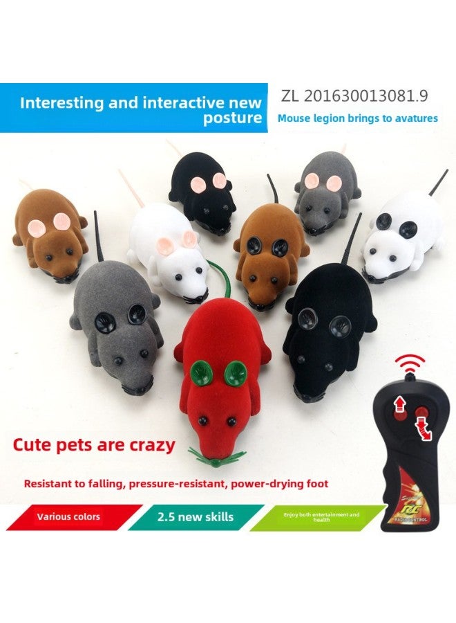 Pet Flocking Funny Cat Toy Wireless Electric Mouse Cat Interactive Trick Simulation Toy OPP-Color:211-6 Black - Image 2