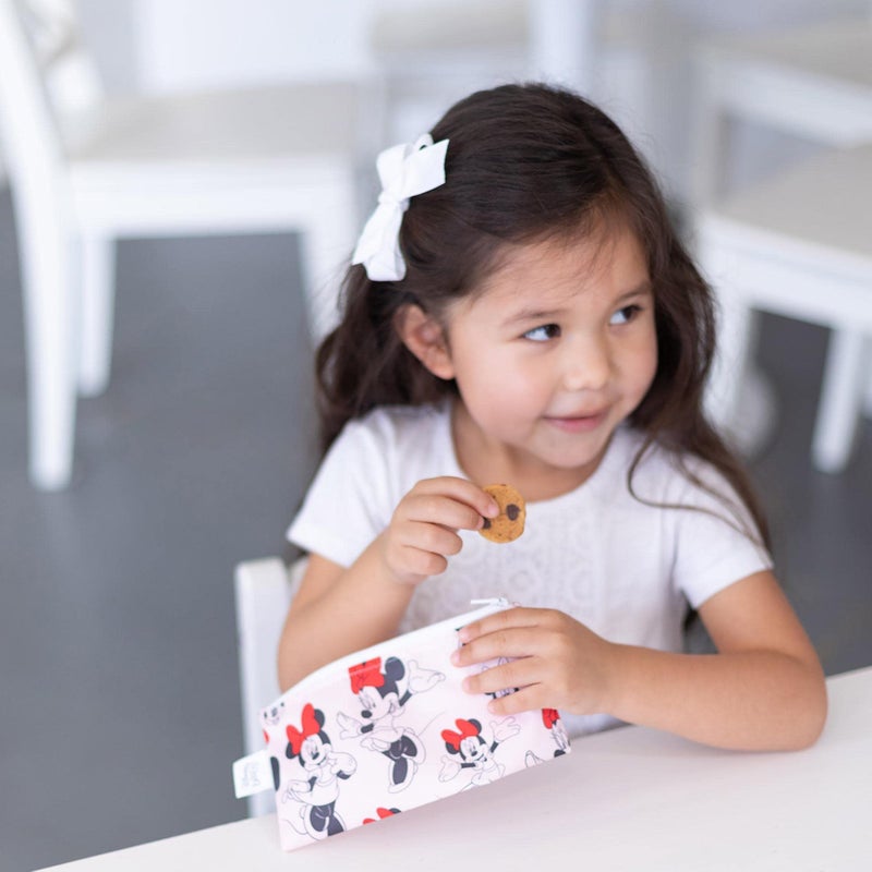 Bumkins Disney Reusable Snack Bags, for Kids School Lunch and for Adults Portion, Washable Fabric, Waterproof Cloth Zip Bag, Supplies Travel Pouch, Food-Safe, 2-pk Minnie Mouse Classic - Image 4