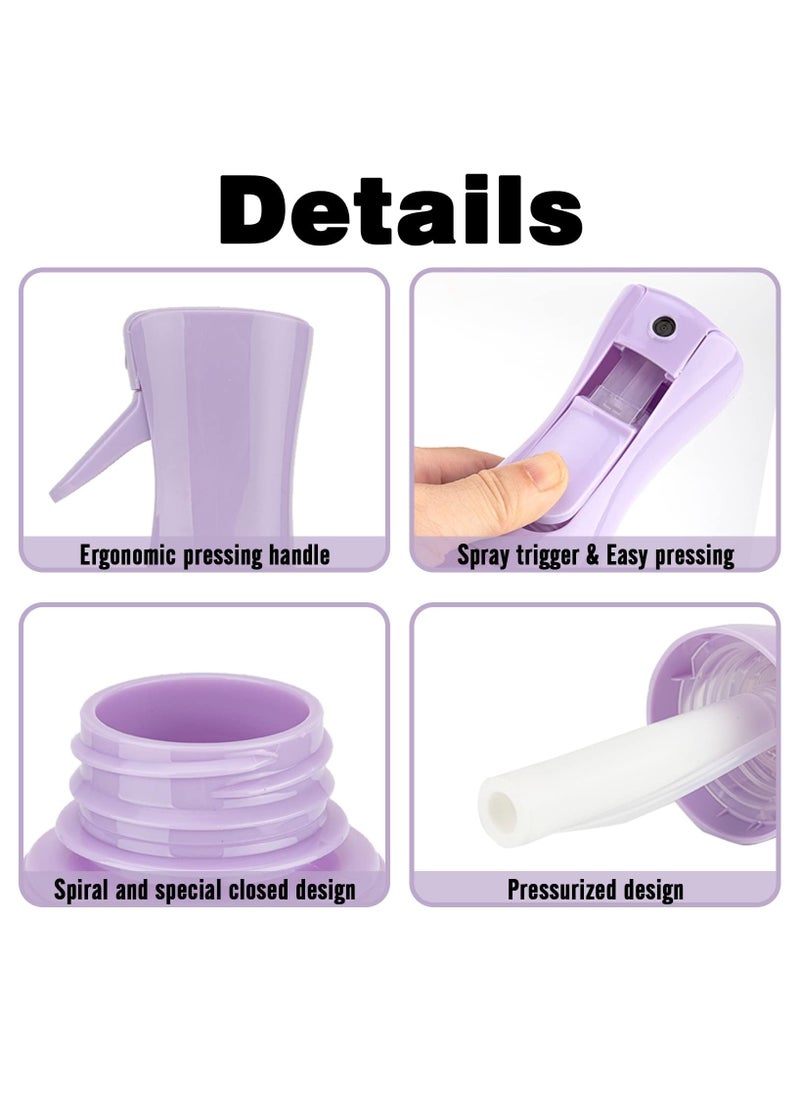 Continuous Spray Bottle, 200ml Hair Mister Spray Bottle, Fine Mist Water Spray Bottle for Salons,Barber, Plants, Skin Care, Cleaning (Purple)