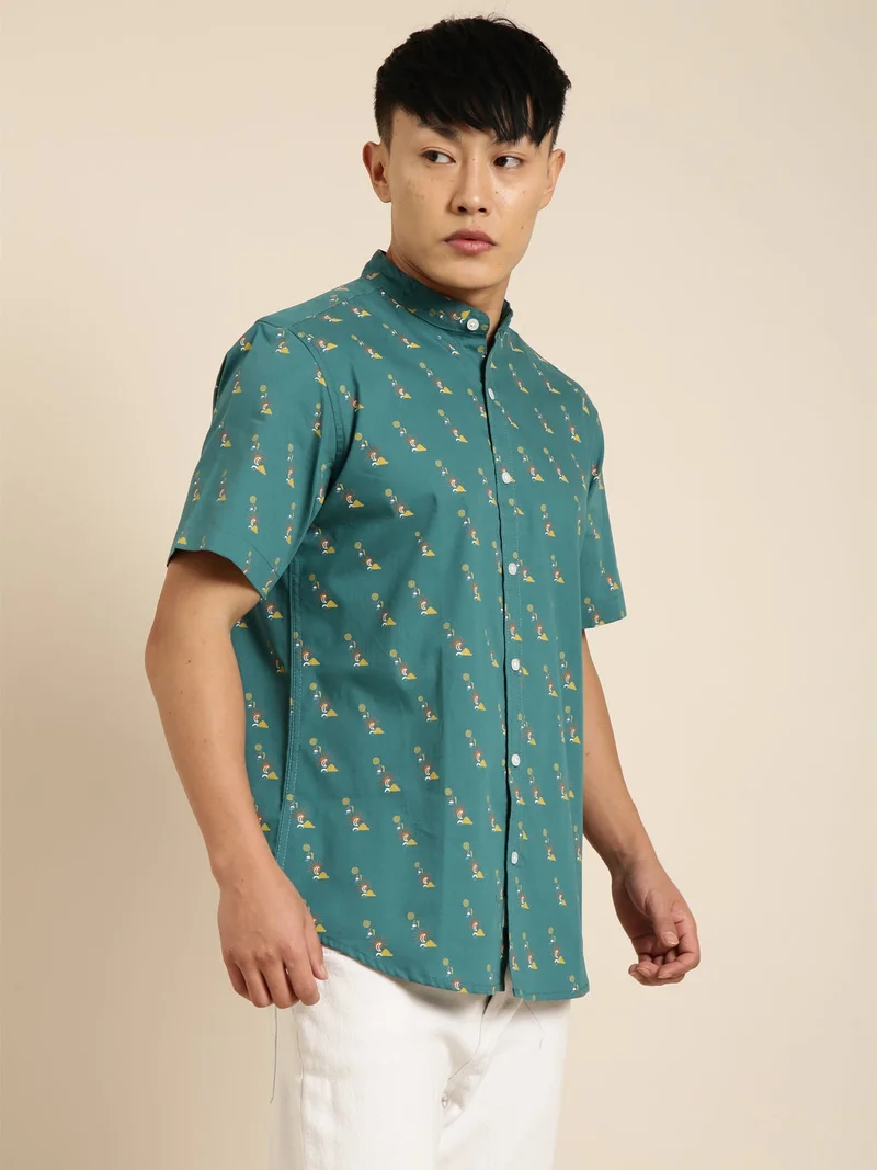 Joven  Dark Green Printed Casual Shirt for Men for Men | Best Price UAE