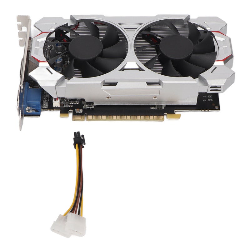 بطاقة رسومات 2 جيجابايت - 128 بت GDDR5 - تردد وحدة معالجة الرسومات 1072 ميجاهرتز - بطاقة فيديو مكتبية للألعاب بمروحتين مع واجهة وسائط متعددة عالية الدقة DVI VGA لثبات عالٍ - Image 1