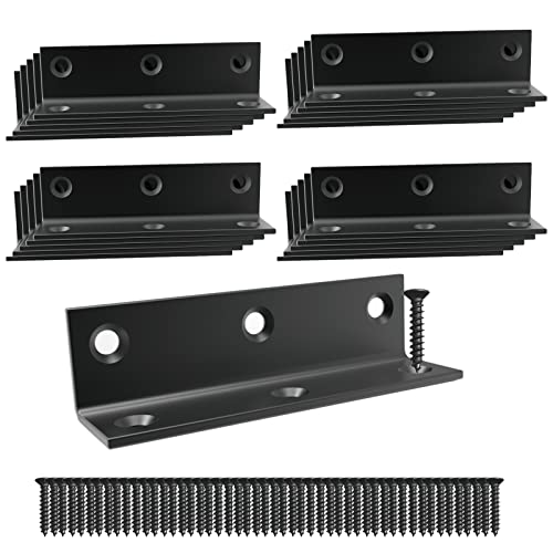 Aufuga Black Stainless Steel Corner Bracket,L Bracket,Heavy Duty Corner Brace, Large Angle Brackets, Metal Braces for Wood Aufuga (20, 3.2*0.8*0.8inch) - Image 1
