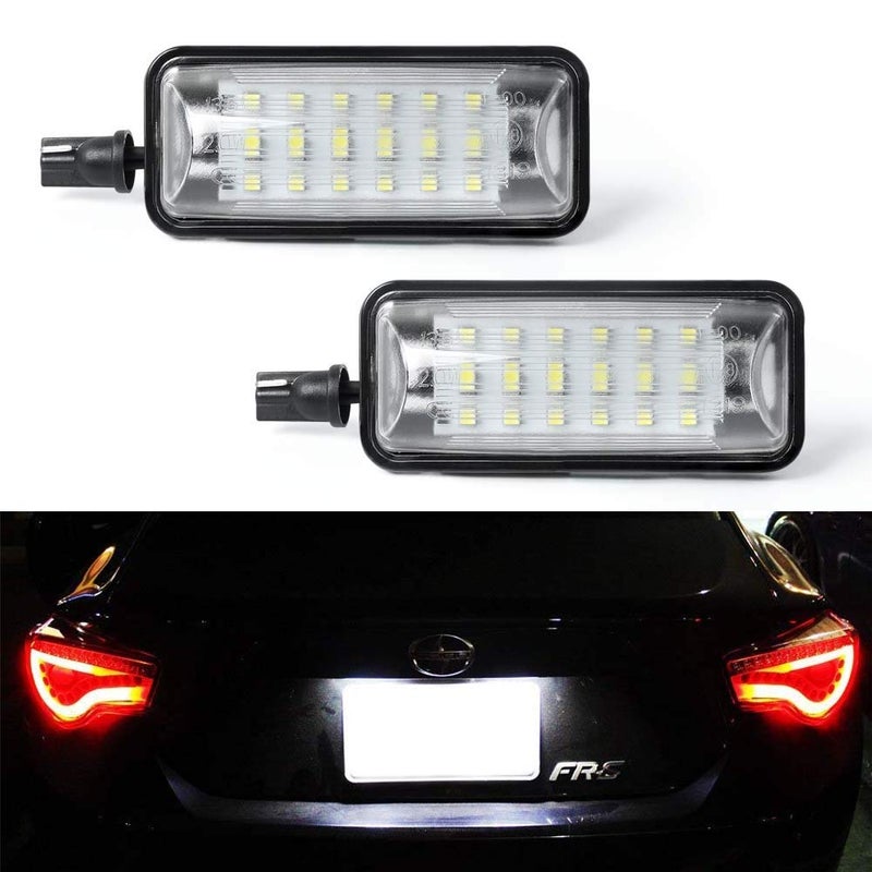 ضوء لوحة الترخيص من جيمبرو 2 حزمة مصباح لوحة ترخيص LED لمجموعة سوبارو BRZ سايون FRS إمبريزا WRX STi ليجاسي كروس تريك تويوتا 86 مزود بـ 18 مصباح LED أبيض زينون SMD