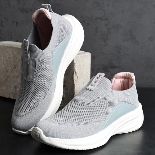 YOHO Knitted Slip-Ons for Women |Lightweight, Stylish, Breathable Casual Loafer Shoes |Extra Soft Insole & Shock Absorbing for Walking Without Lace Ladies SOS-112 | Dove Grey - UK 8 - Image 2