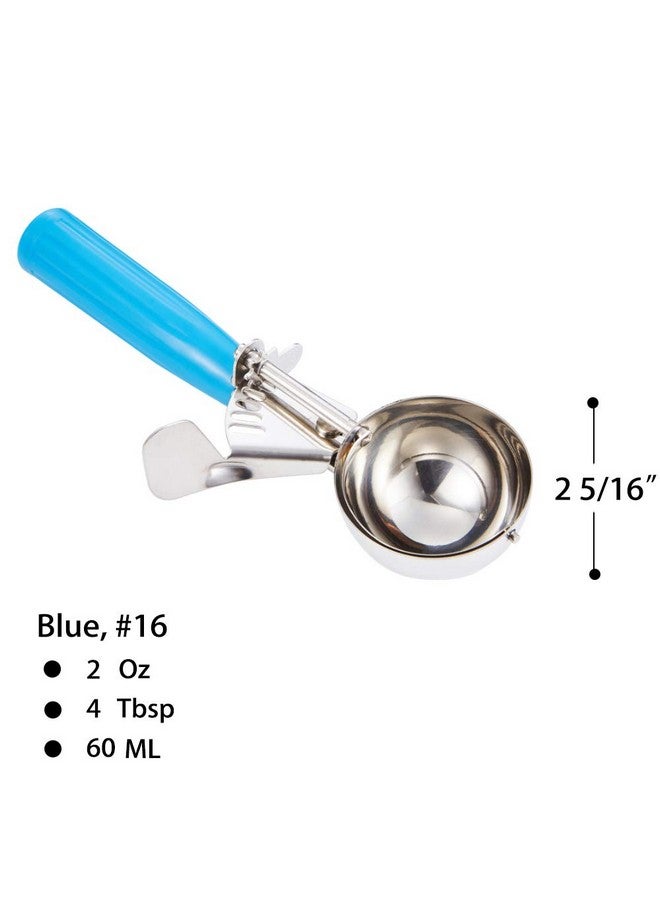Saebye Portion Scoop - #16 (2 oz) - Disher, Cookie Scoop, Food Scoop - Portion Control - 18/8 Stainless Steel, Blue Handle - Image 2