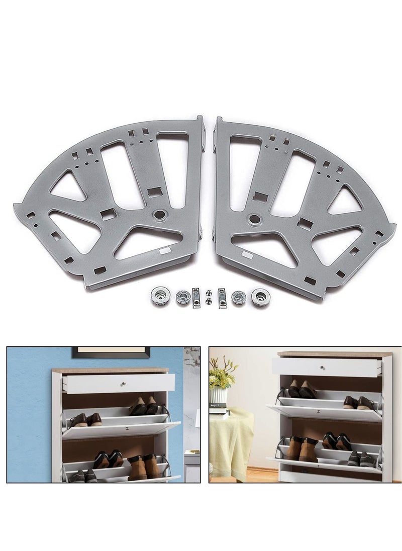 Generic Upgrade Stainless Steel Hinges 3 Layer Fan Shape Design for Easy Access and Durability Perfect for Kitchen Living Room and Shoe Storage Cabinets Includes Hardware Grey  - Image 2