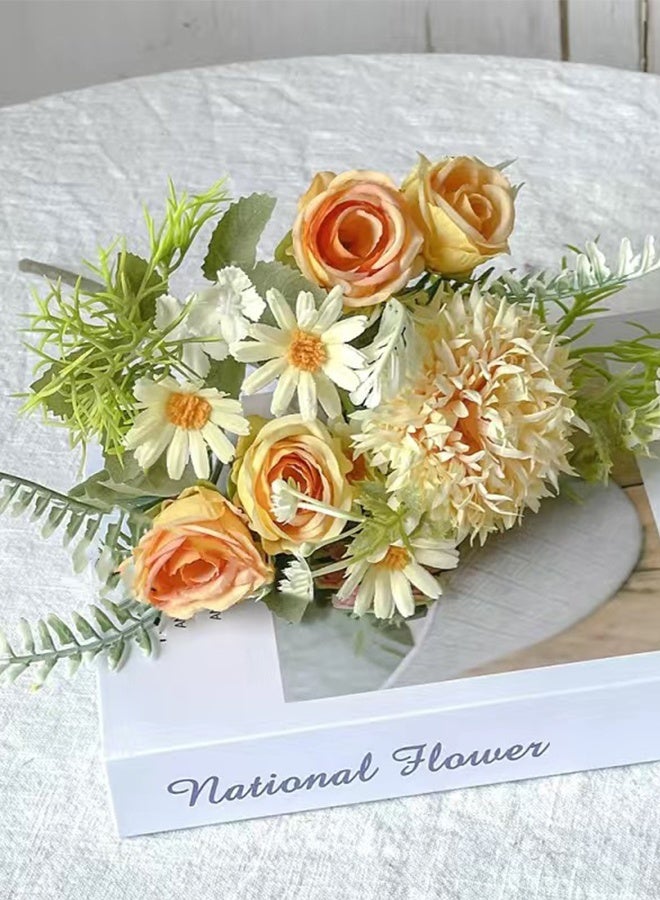DUNISO Artificial Multicolour Rose Flowers Bouquet Simulation Flowers Mixed Rose Hydrangea Flower Bouquet with Silver Tall Cup Fake Flowers Plants Silk Flower Arrangements Wedding Bouquets Decor for Wedding Party Centerpiece Home Office Table Decoration Gift - Image 2