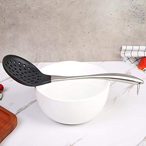 P-Plus International Silicone Spatula Versatile Tools Baking and Mixing | Non-Stick & Heat Resistant | Strong Stainless Steel Silicone Wok Turner (Steel Skimmer Black) - Image 2