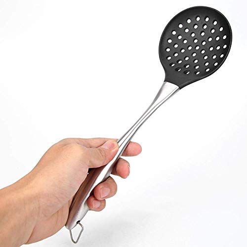 P-Plus International Silicone Spatula Versatile Tools Baking and Mixing | Non-Stick & Heat Resistant | Strong Stainless Steel Silicone Wok Turner (Steel Skimmer Black) - Image 5