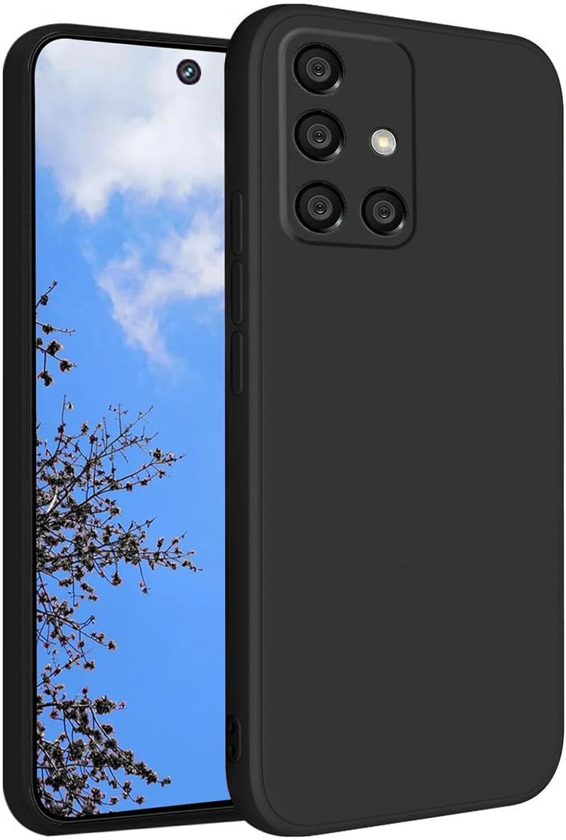 Liquid Silicone Case with Camera Protection Microfiber Lining For Samsung Galaxy A51 4G (Black) - Image 1