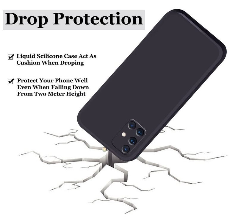 Liquid Silicone Case with Camera Protection Microfiber Lining For Samsung Galaxy A51 4G (Black) - Image 4