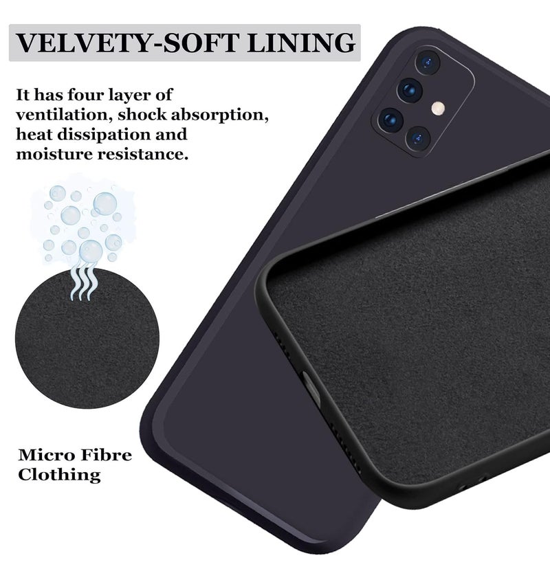 Liquid Silicone Case with Camera Protection Microfiber Lining For Samsung Galaxy A51 4G (Black) - Image 3