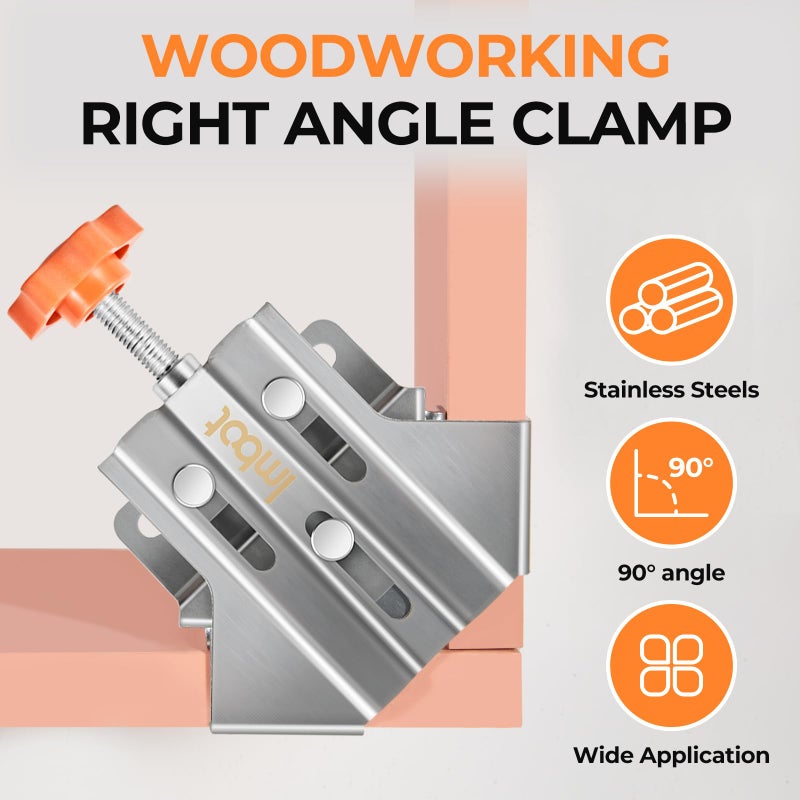 Imbot Right Angle Clampï¼Œ2pcs Stainless Steel 90 Degree Right Angle Clamp with Adjustable Swing Jawï¼Œcorner clamps for woodworkingï¼ŒFor Welding, Framing and DIY Woodworkingï¼ŒGifts for Men Dad (2Pieces) - Image 4