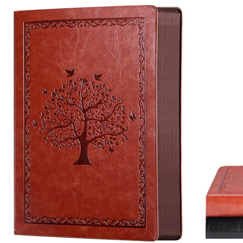 Fetinar Leather Journal Notebook,300 Pages Hope Tree Softcover Lined Notebook for Women Men,300 Travel,Business,Work,Office,School Note Taking,5.7'' X 8.3''(brown) - Image 1