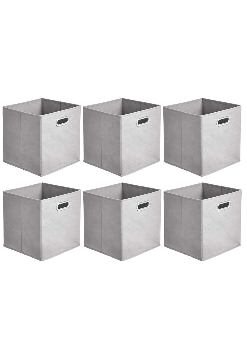 KASTWAVE Collapsible Fabric Storage Cubes with Oval Grommets 6-Pack Light Grey  - Image 1