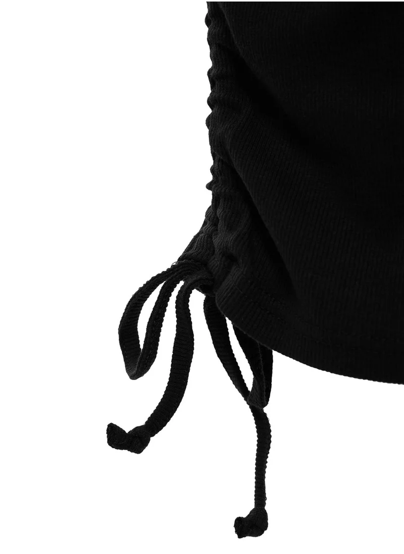 trendyol Crew Neck Ruched Detail Dress