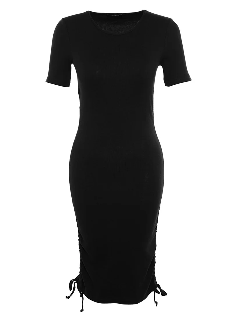 trendyol Crew Neck Ruched Detail Dress