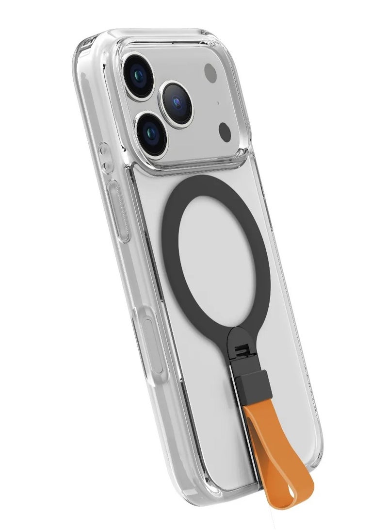 ليفيلو جراب Spira Grip لهاتف iPhone 17 Pro Max / إطار شفاف مضاد للخدش / حامل معدني دوار 360 درجة / مصد مقاوم للصدمات / متوافق مع MagSafe / حامل مدمج / مغناطيس قوي - برتقالي شروق الشمس - Image 2