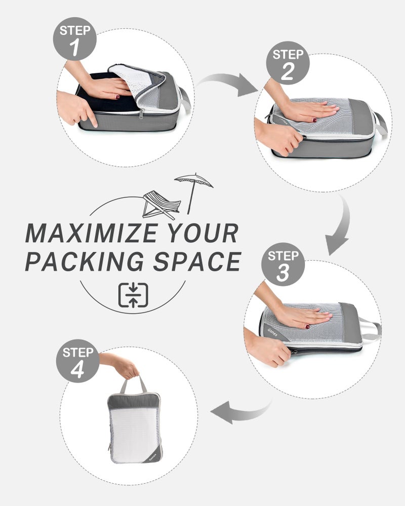 Gonex Compression Packing Cubes Mesh Organizers L+M+S+XS+Slim+Laundry Bag Gray - Image 2