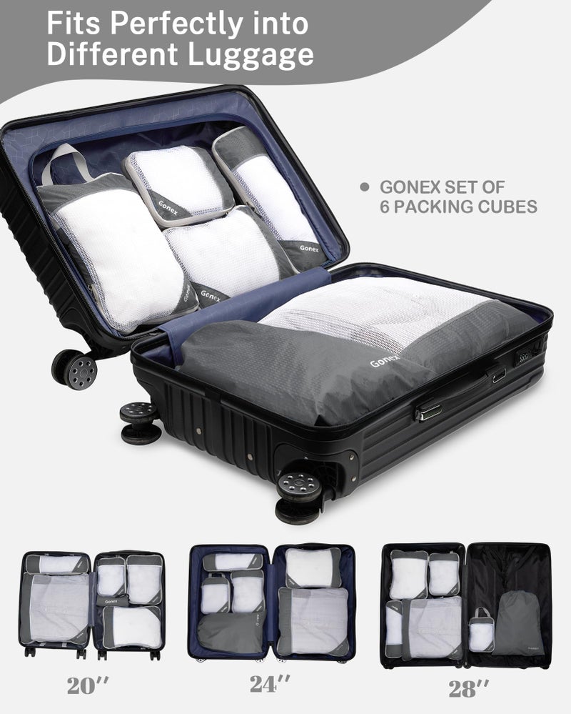 Gonex Compression Packing Cubes Mesh Organizers L+M+S+XS+Slim+Laundry Bag Gray - Image 5