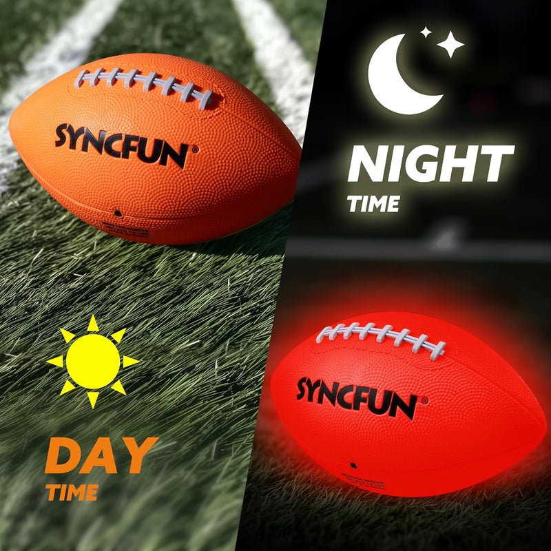 SYNCFUN Glow in The Dark Football for Boys, Light Up Football for Night Outdoor Sports Games, Red Glowing Ball, Ball Accessories Gifts for Teen Boy Toys Ages 3 Old and Up - Image 2