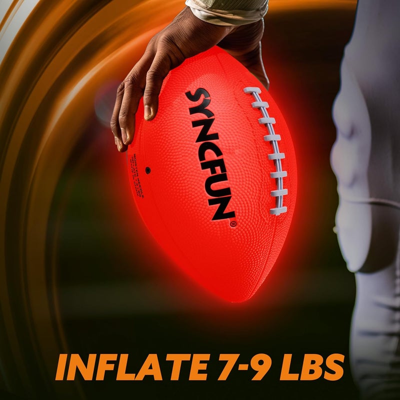 SYNCFUN Glow in The Dark Football for Boys, Light Up Football for Night Outdoor Sports Games, Red Glowing Ball, Ball Accessories Gifts for Teen Boy Toys Ages 3 Old and Up - Image 5