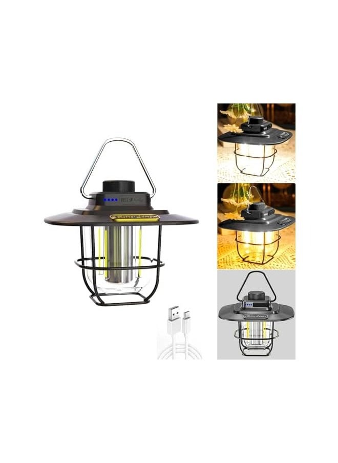 erorex Rechargeable LED Outdoor Camping Light, Multifunctional Portable Horse Light, Rotating Adjustable Brightness and Lighting, Warm White Yellow Light and Amber  - Image 1