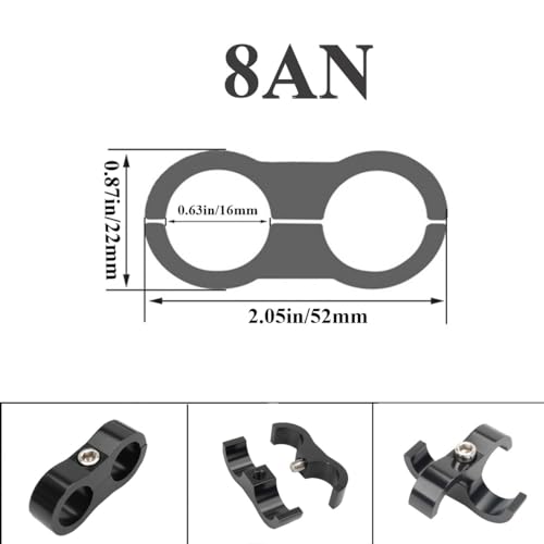 YSIL 8AN Hose Separator Clamp Fuel Line Mounting Clamp Aluminum Black 6PCS - Image 2