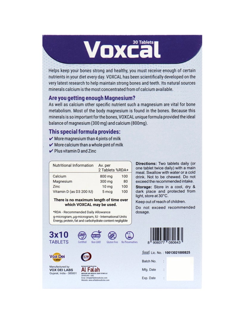 Vox Dei Labs VOXCAL Tablets for Calcium & Magnesium | Zinc & Vitamin D3 for Healthy Bones , Teeth and Cartilage  For Men and Women | 30 Tablets  - Image 2