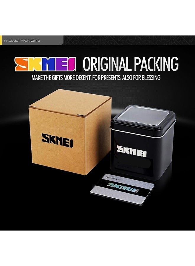 سكمي SKMEI الرجال الرياضة كوارتز للماء المعصم ووتش جلد أسود كرونوغراف 9156 - Image 4