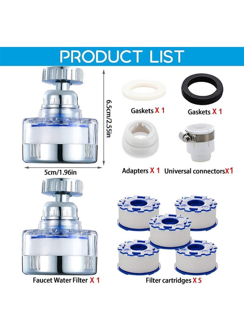 Anmi Faucet Water Filters with 5 Filter Element, Kitchen Faucet Water Filter for Home Kitchen Bathroom - Image 2