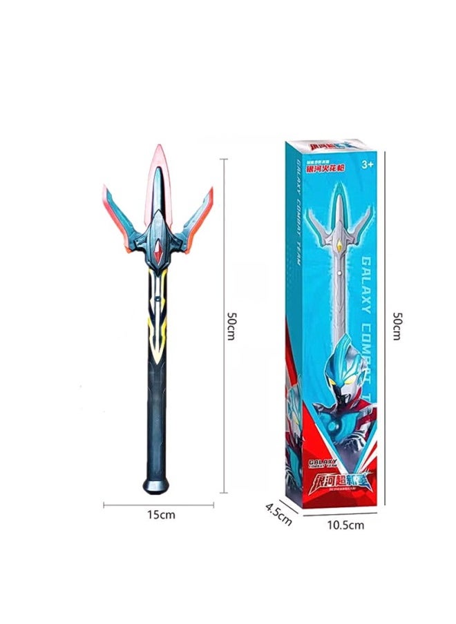 null - Galaxy Ultraman Transformation Spark Gun Sword Dark Weapon Spear Victory Stick Boy Gift Toy-Color:2nd Generation Dark Spark Gun 50cm / Sound And Light Transformation Gift Box - Image 1