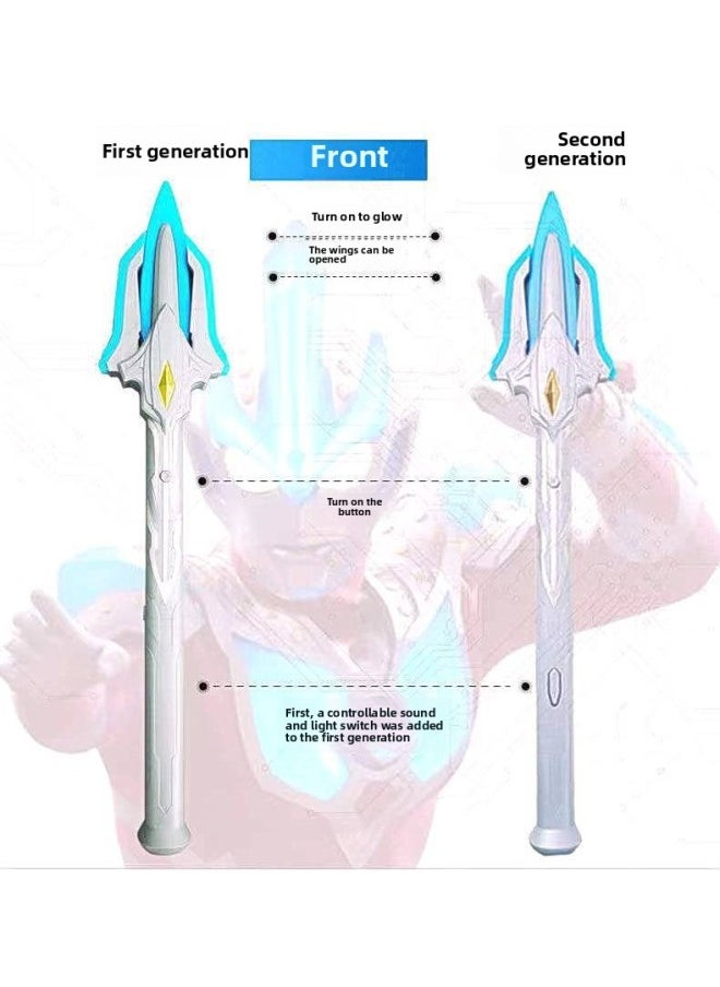 null - Galaxy Ultraman Transformation Spark Gun Sword Dark Weapon Spear Victory Stick Boy Gift Toy-Color:2nd Generation Dark Spark Gun 50cm / Sound And Light Transformation Gift Box - Image 1