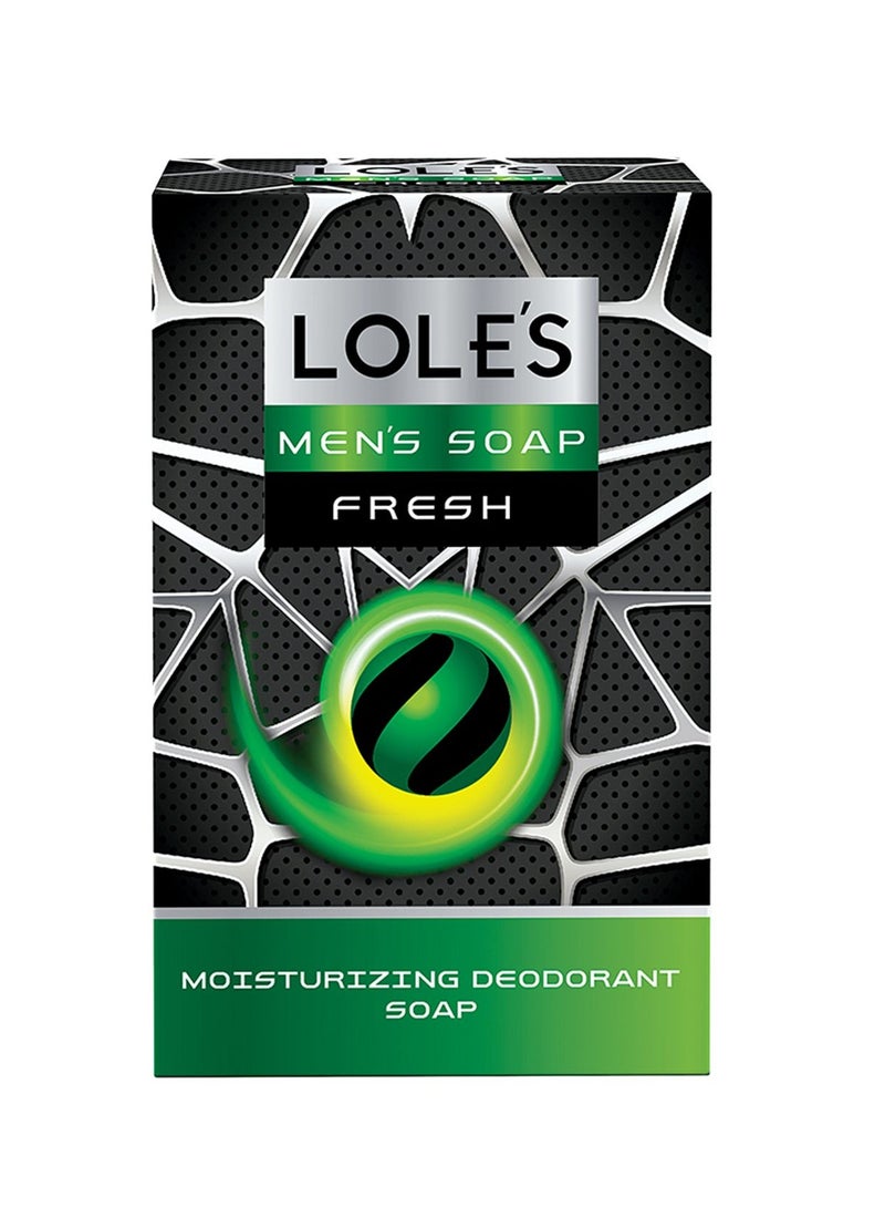 LOLE'S Men's Soap Fresh, Moisturizing Deodorant Soap, Detox & Deep Cleansing Face and Body Care - Vitamin E, SLS-Free, Crisp & Fresh Touch, 100% Vegetable, No Animal Fat, Pack of 2 x 150g - Image 4