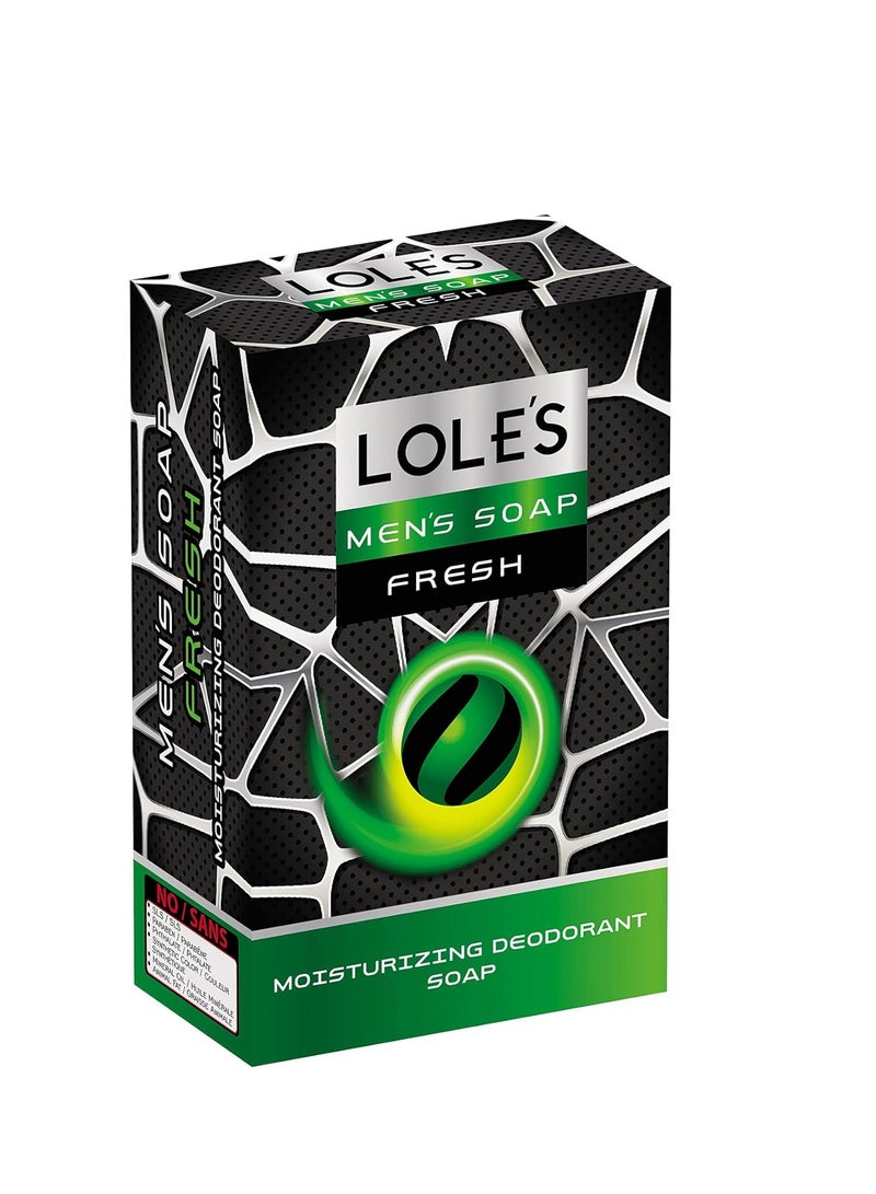 LOLE'S Men's Soap Fresh, Moisturizing Deodorant Soap, Detox & Deep Cleansing Face and Body Care - Vitamin E, SLS-Free, Crisp & Fresh Touch, 100% Vegetable, No Animal Fat, Pack of 2 x 150g - Image 3
