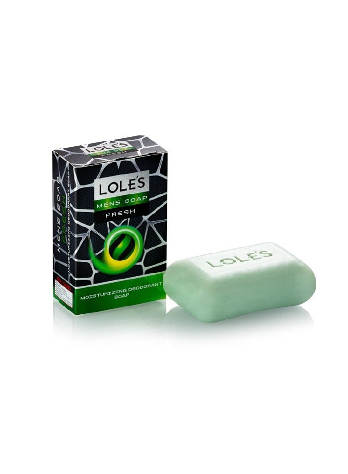 LOLE'S Men's Soap Fresh, Moisturizing Deodorant Soap, Detox & Deep Cleansing Face and Body Care - Vitamin E, SLS-Free, Crisp & Fresh Touch, 100% Vegetable, No Animal Fat, Pack of 2 x 150g - Image 2