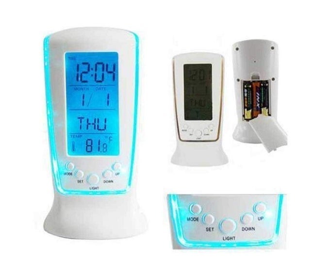 DIGITAL ALARM TEMPERATURE CALENDAR TABLE DESK CLOCK WITH LCD DISPLAY AND BACK LIGHTMEDIUM MULTICOLOUR 1 PC