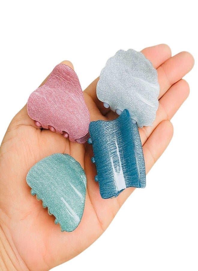 Luxelocks 4 pc Pack of Glitter Hair Claw Clips Set, Multi-Color Plastic Hair Accessories, multicolor Hair Clamps for Thick Hair - Image 3