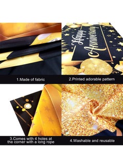 KATCHON KatchOn, Happy Anniversary Banner Black and Gold - XtraLarge, 72x44 Inch | Happy Anniversary Decorations for Party, Happy Anniversary Backdrop | Happy Anniversary Sign, Wedding Anniversary Decorations  - Image 3