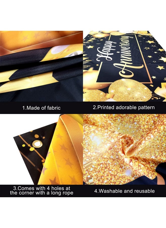 KATCHON KatchOn, Happy Anniversary Banner Black and Gold - XtraLarge, 72x44 Inch | Happy Anniversary Decorations for Party, Happy Anniversary Backdrop | Happy Anniversary Sign, Wedding Anniversary Decorations  - Image 3